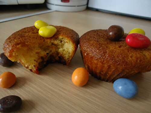 Muffins aux chocolat blanc et M&Ms