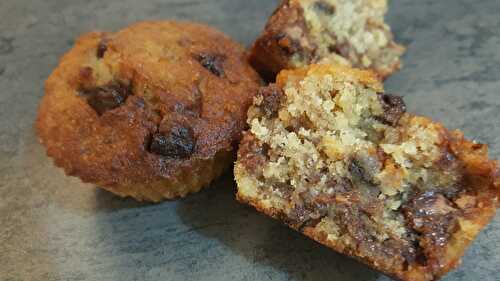 Muffins bananes, flocons d’avoine et pépites de chocolat