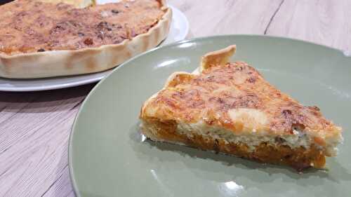 Quiche à la courge spaghettis, fourme d’Ambert et lardons