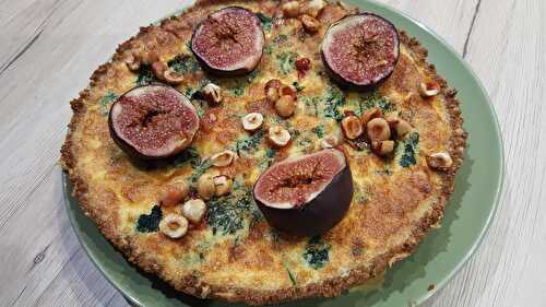 Quiche en fond de quinoa au chou kale et figues