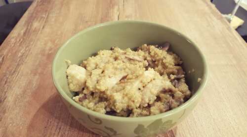 Quinoa façon risotto au poulet, gorgonzola et champignons