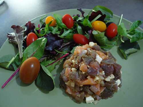 Tartare thon, saumon, chèvre