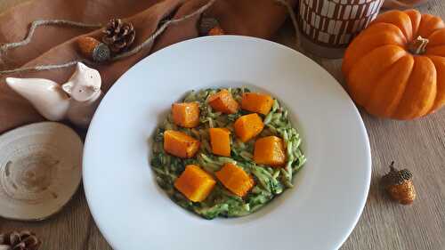 Orzotto au gorgonzola, épinards & courge