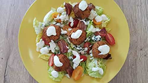 Salade et falafels d’haricots blancs aux tomates sechées et pesto