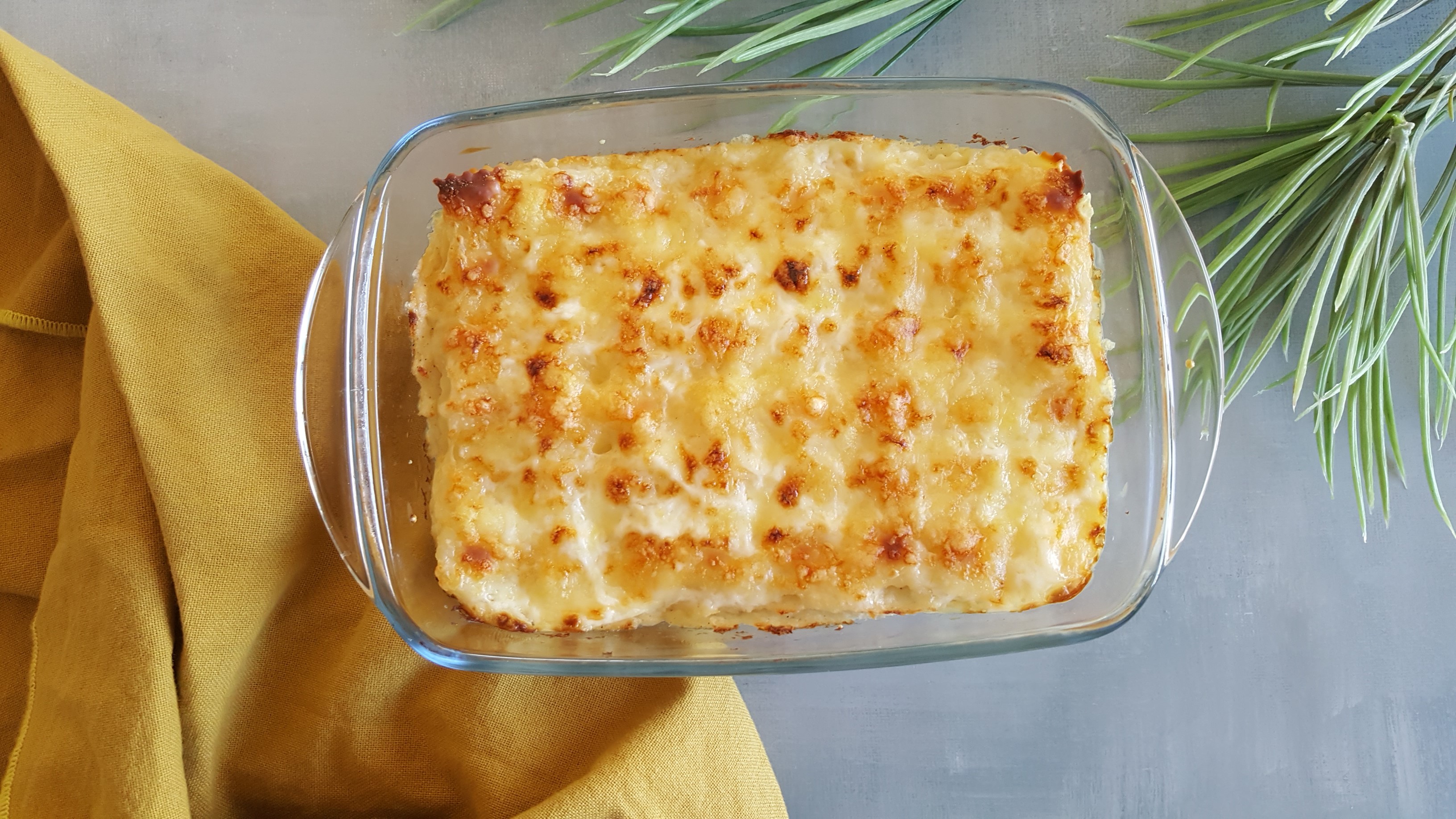 Gratin de ravioles au chou-fleur