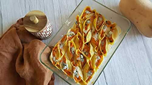 Conchiglionis farcis à la purée de butternut et gorgonzola