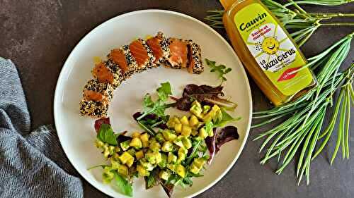 Tataki de saumon mariné et son tartare exotique