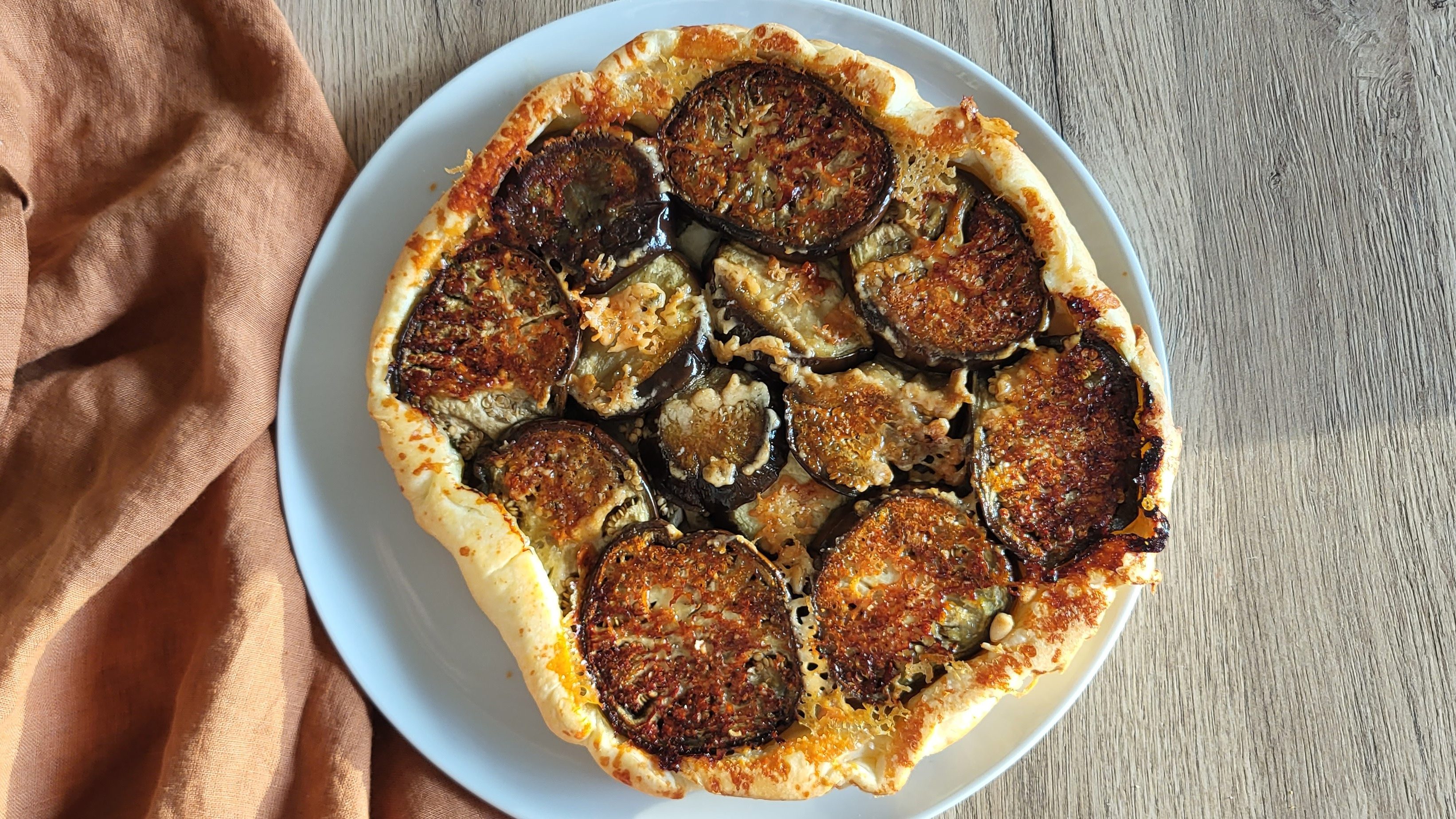Tarte tatin d’aubergines au parmesan