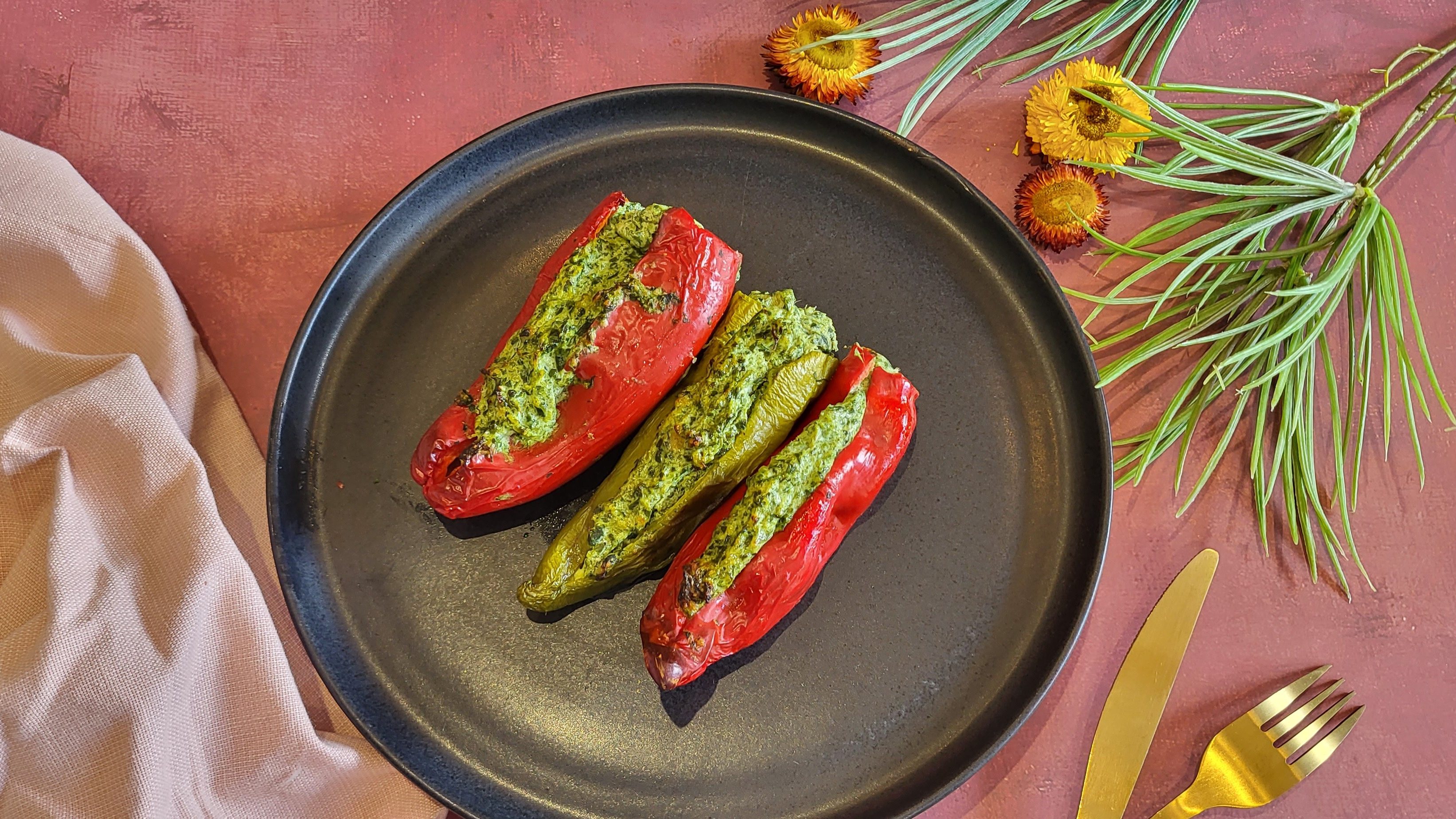 Poivrons farcis épinards et ricotta