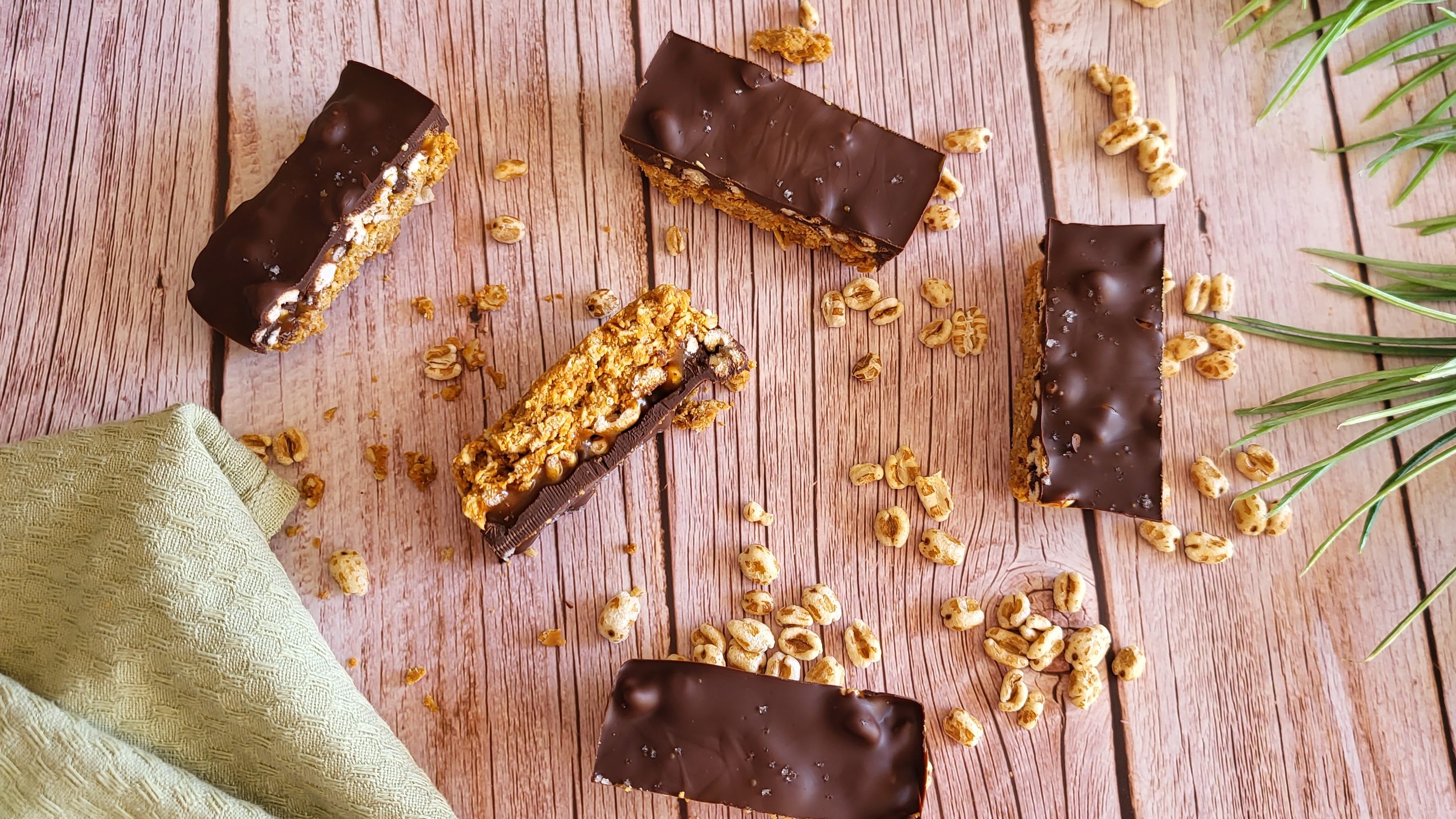 Barres healthy au chocolat & maïs soufflé