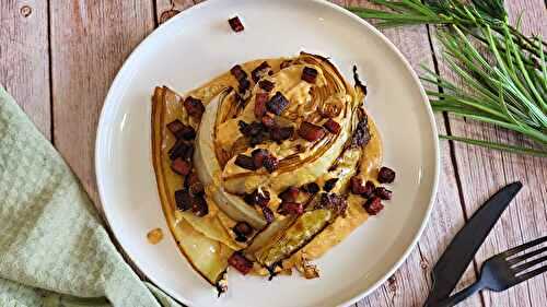 Chou rôti à la sauce crémeuse tomate et chorizo