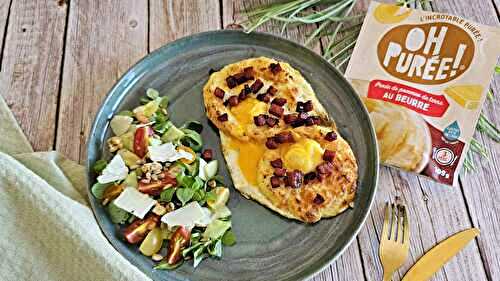 Nids de pommes de terre, œufs et chorizo