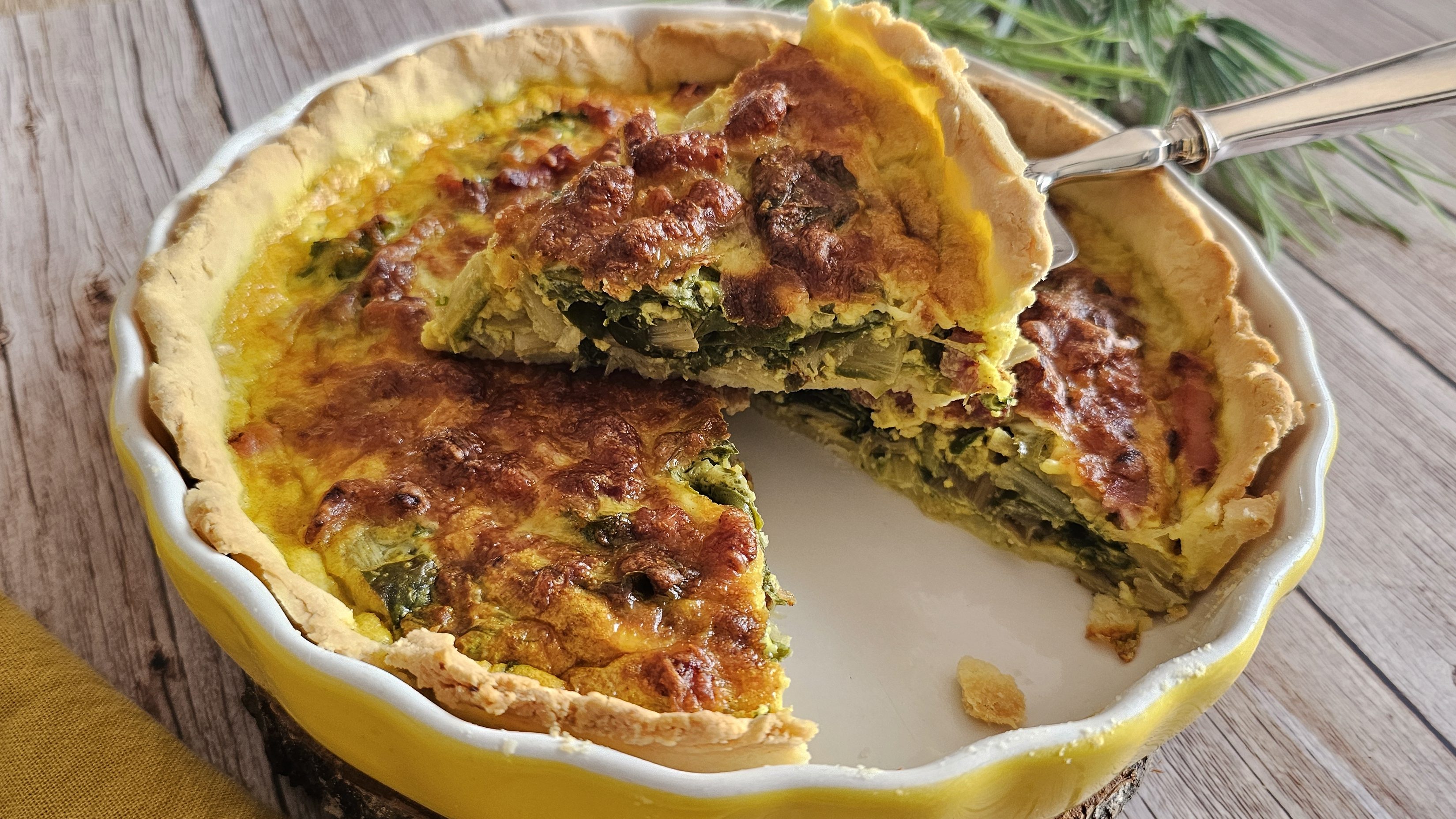 Tarte coco, blettes et lardons