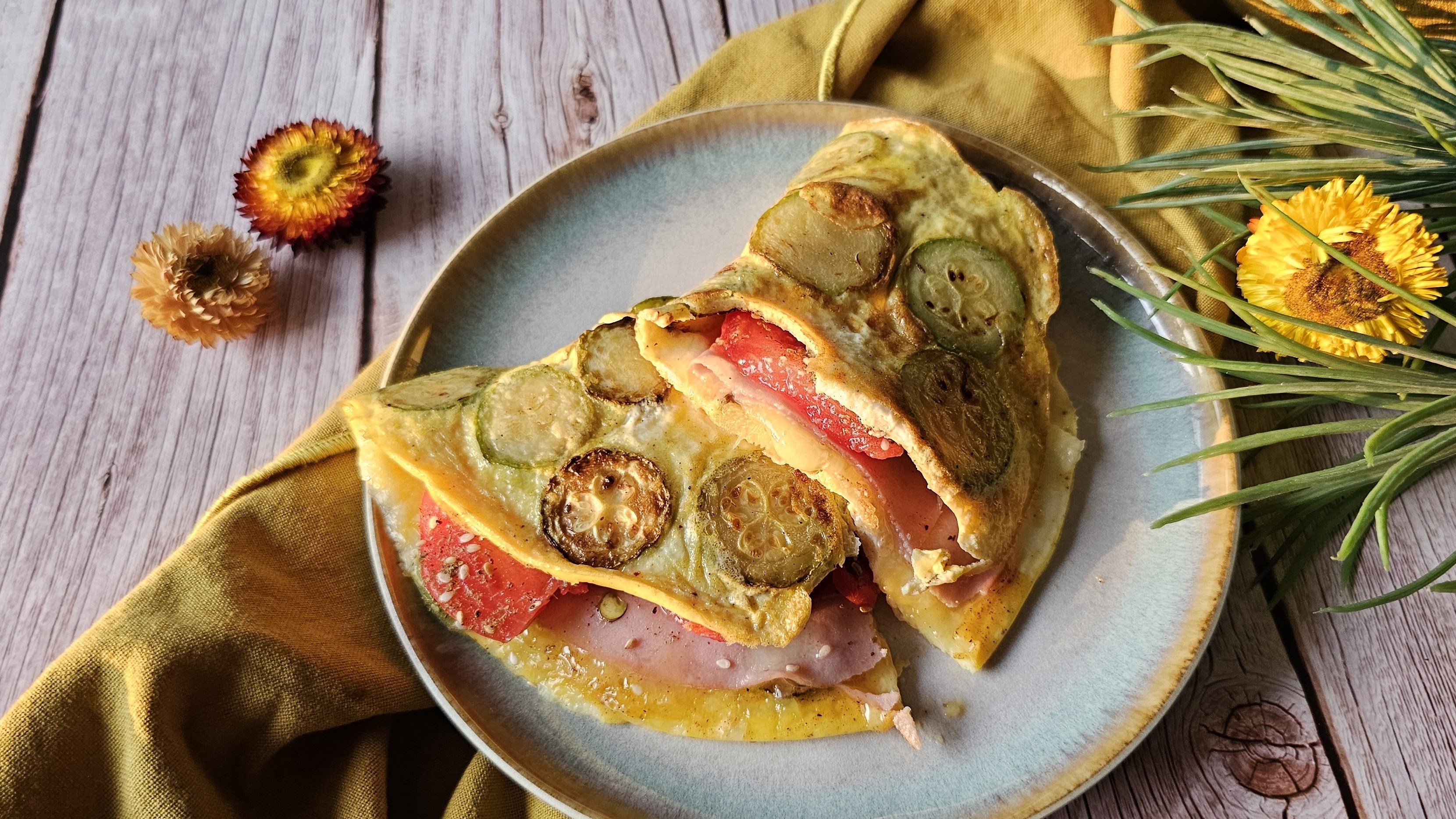 Omelette de courgette garnie