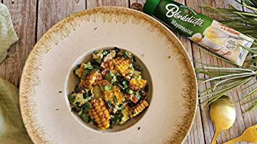 Salade fraîche concombre & corn ribs, sauce mayo citron vert