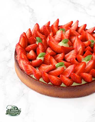 Tarte aux fraises, citron et basilic