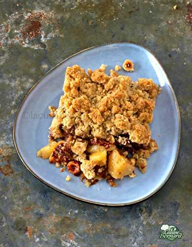 Crumble pomme poire noisette chocolat au lait et praliné