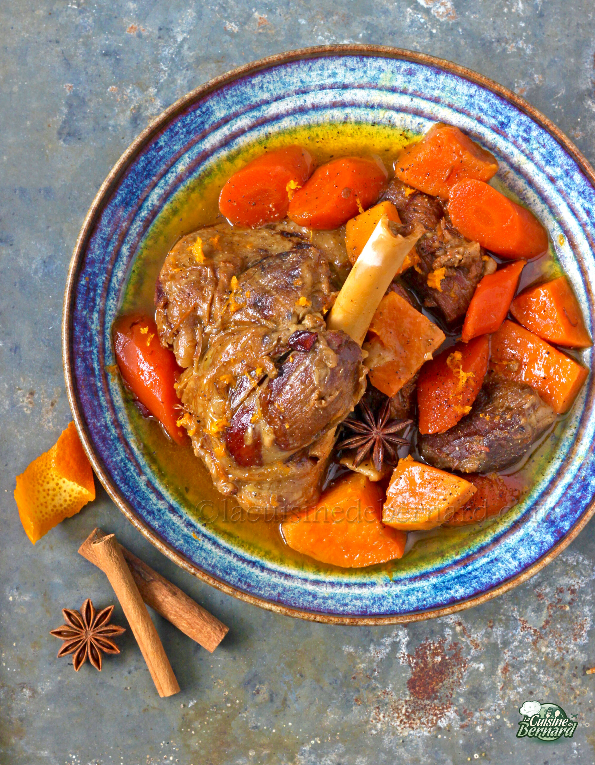 Navarin d'agneau, miel, orange et épices de Noël