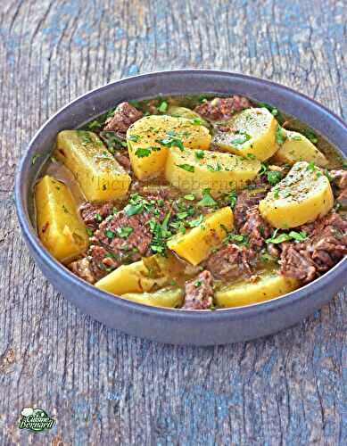 Daube de bœuf, ail gigembre et patates douces blanches