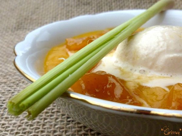 Nage de mangues et crème glacée lait de coco, citronnelle et gingembre - 🥗 La Cuisine de Coco 🍜