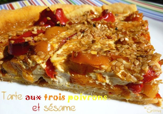 Tarte aux trois poivrons et sésame - 🥗 La Cuisine de Coco 🍜