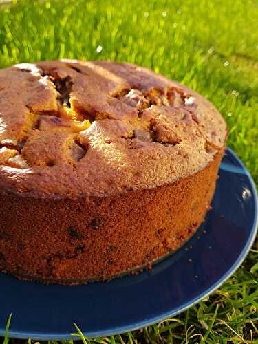 GATEAU AUX POMMES CARAMELISEES ET AU PEPITES DE CHOCOLAT