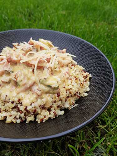 QUINOA GOURMAND A LA COURGETTE, AUX LARDONS ET AU COMTE