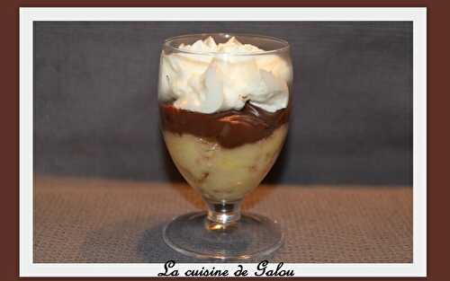 VERRINE BANANE GANACHE CHOCOLAT CARAMEL ET CHANTILLY