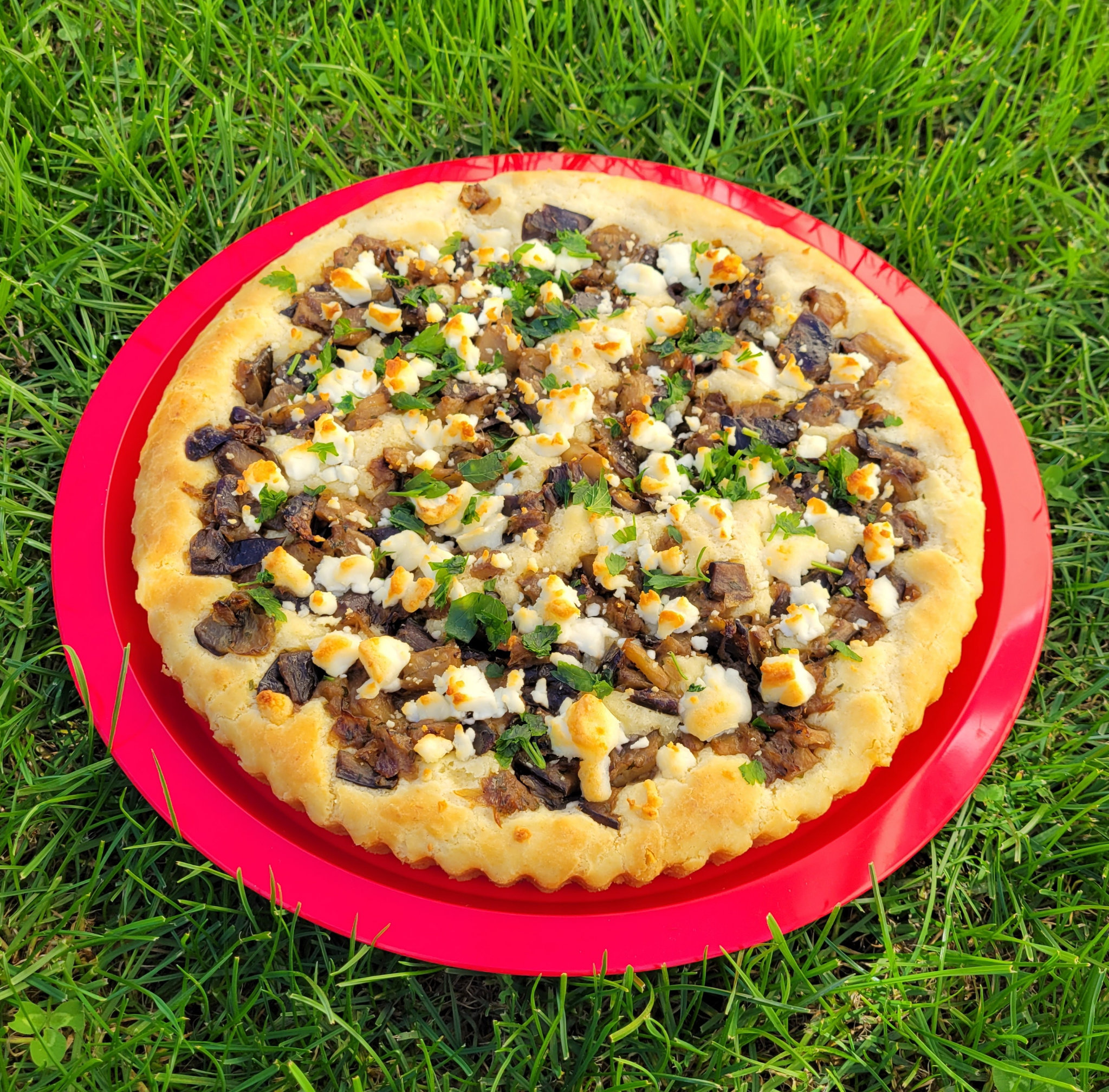 TARTE BRIOCHE A L'AUBERGINE ET AU CHEVRE