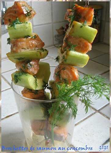 Brochettes de saumon au concombre