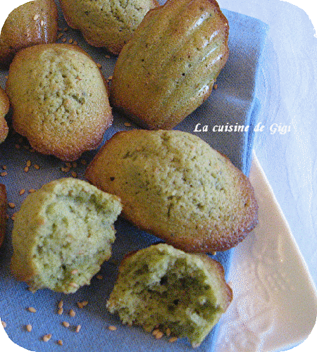 Madeleines au thé vert matcha et au sésame