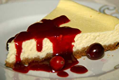 Cheese cake au coulis de canneberges et sirop d'érable