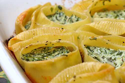 Conchiglioni giganti à la ricotta et aux épinards