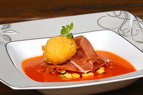 Cromesquis de chèvre et Gazpacho à l’ancienne