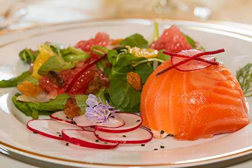 Dômes aux deux saumons, salade de fenouil aux agrumes à l’huile d’Argan