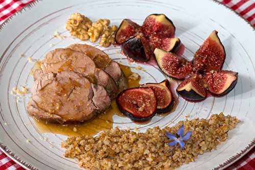 Filet mignon de porc au miel et aux figues confites