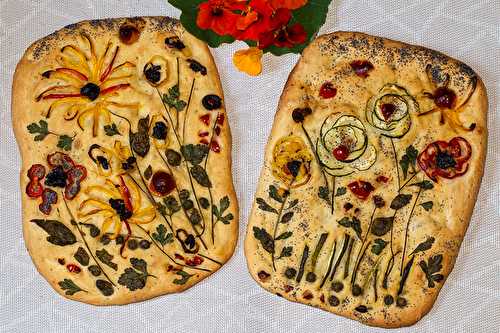 Focaccia ou fougasse fleurie