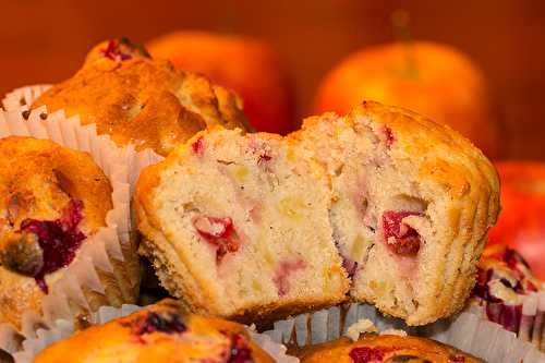 Muffins aux canneberges, pommes et sirop d’érable