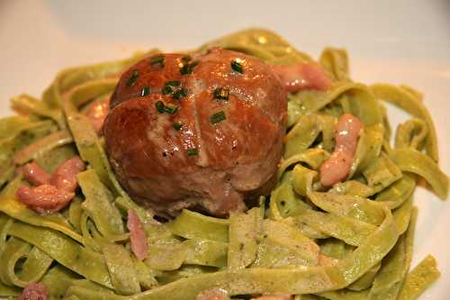 Paupiettes de veau en nid de tagliatelles au basilic