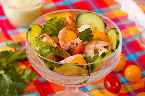 Salade aux crevettes parfumées à la coriandre