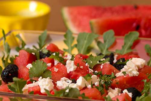 Salade de pastèque à la feta parfumée à la coriandre