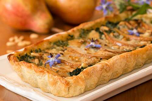 Tarte aux poires, épinards et gorgonzola