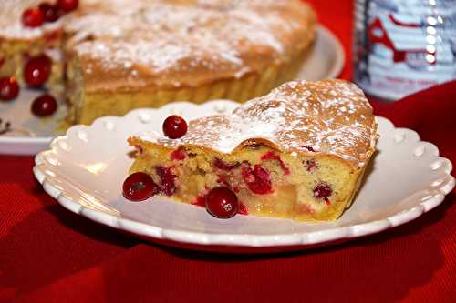 Tarte biscuitée, pommes, canneberges et sirop d'érable