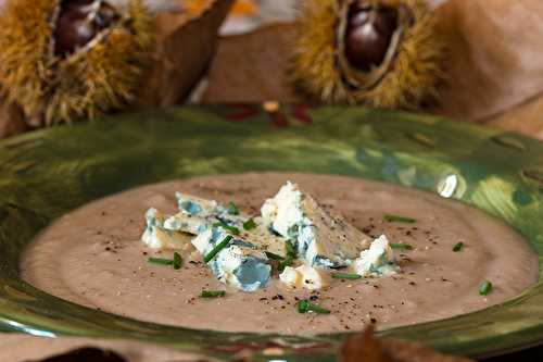 Velouté de châtaignes à la poire et au bleu