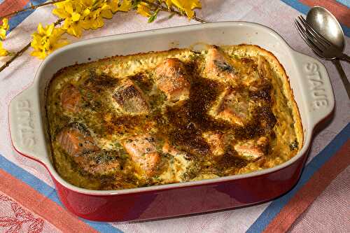 Gratin d’endives et saumon frais, sauce crémée au curry