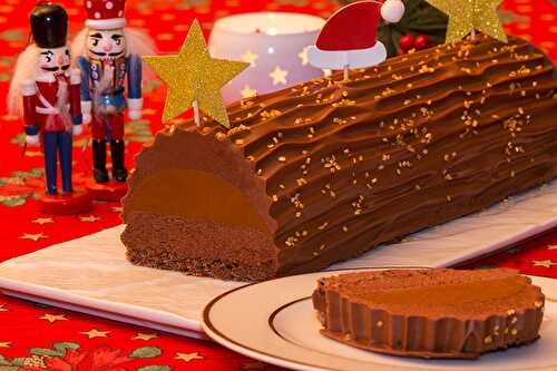 Bûche au chocolat et caramel au beurre salé