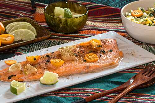 Saumon rôti, Kumquats et salsa de Fenouil