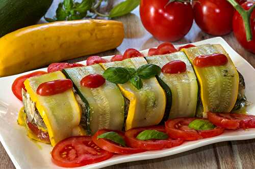 Terrine de courgettes, sardines, tomates et pesto