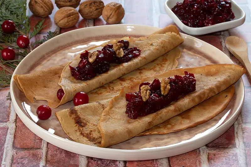 Crêpes épaisses, épeautre et canneberges