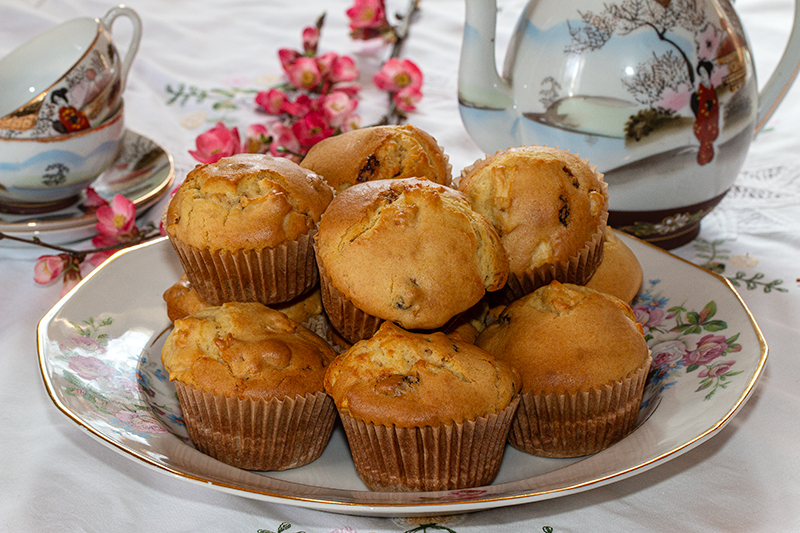 Muffins aux pommes, cannelle et raisins secs